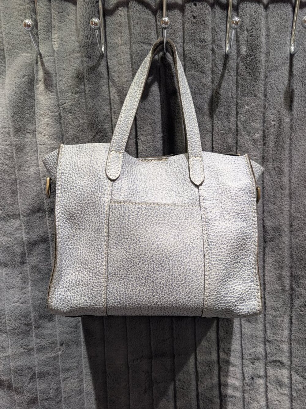 Portland Leather Lola Crossbody Tote Fog Grey EUC